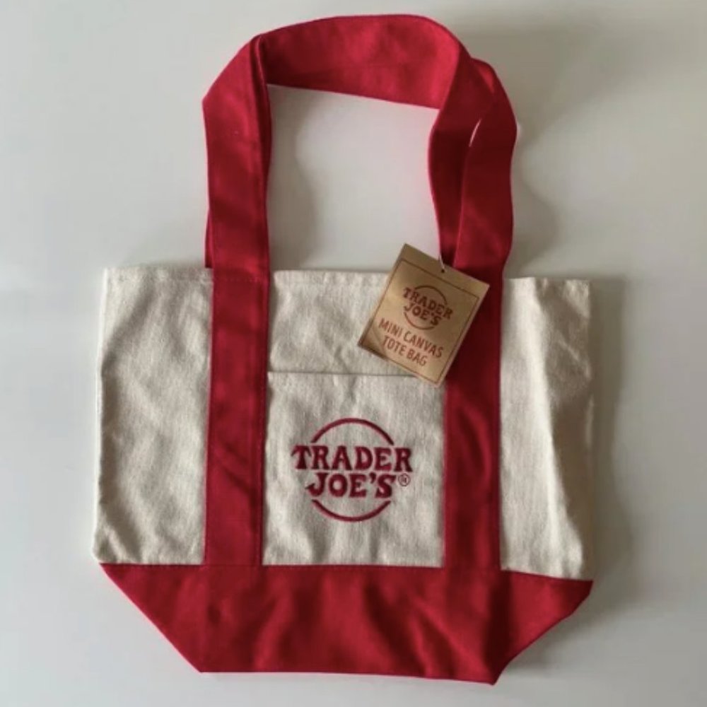 NWT - Trader Joe's Canvas Mini Tote - Red NWT - image 2
